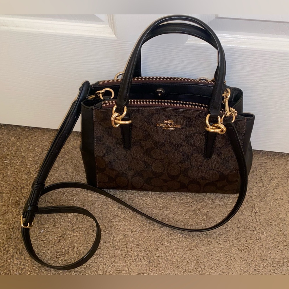 Coach Signature Brown and Black Satchel